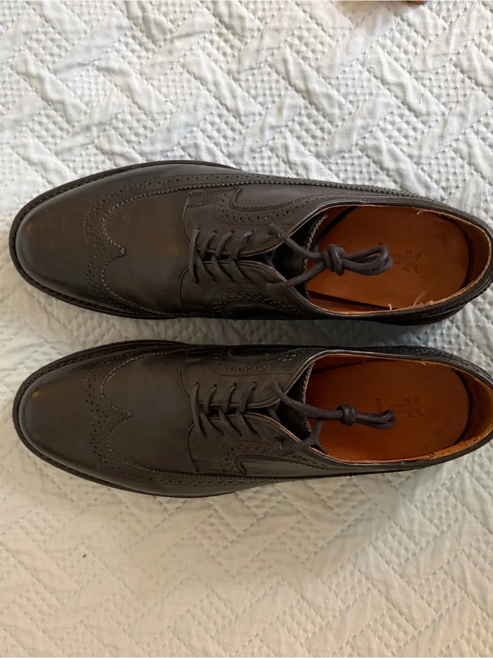 Frye Dark Brown Leather Wingtip Derby Oxfords